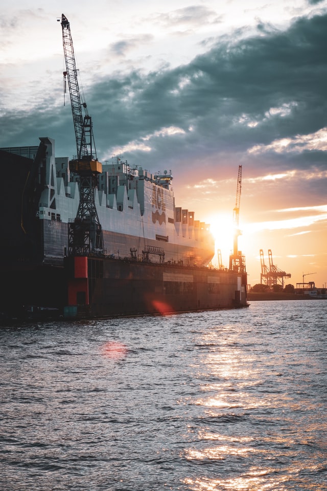 Hamburg Habour at sunset